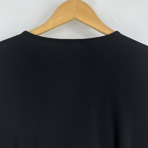 Talbots Shirt Size 1X Petite Womens Black Faux Wrap 3/4 Sleeve Top Draped Blouse - Picture 5 of 6